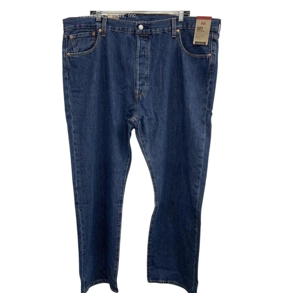 Levis 501 Original Straight Leg Blue Cotton Jeans Mens 44x32